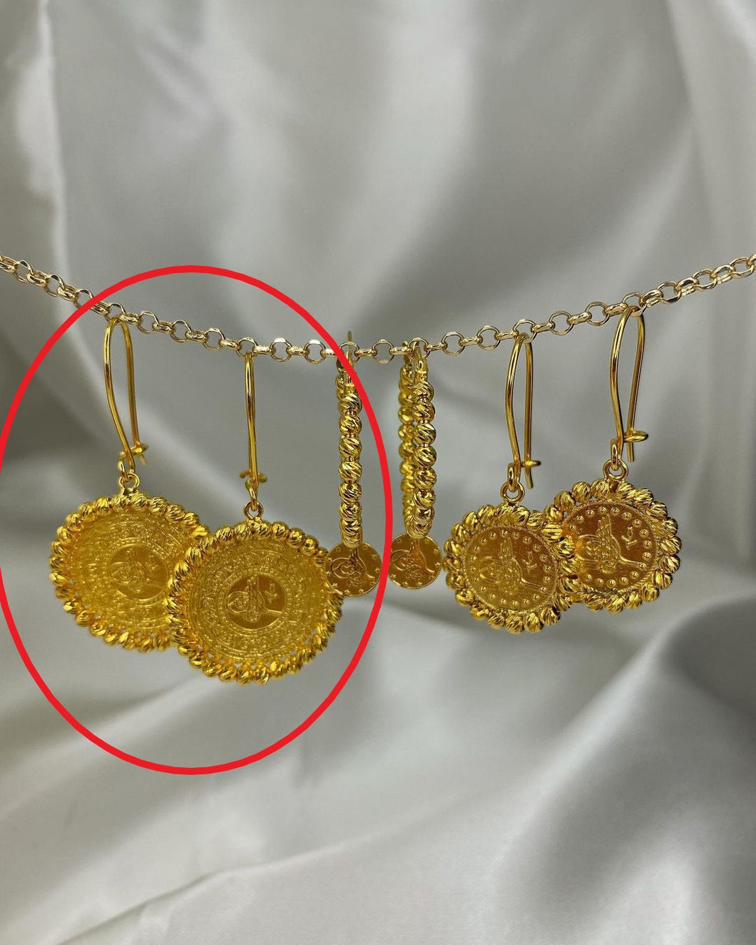 Goldmünzen-Ohrringe mit Tugra-Symbol in ver. Varianten