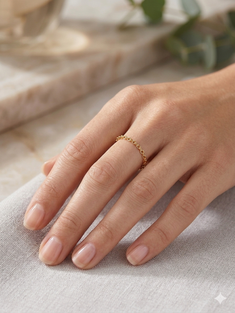 Filigraner Kettenglied-Ring-14 Karat