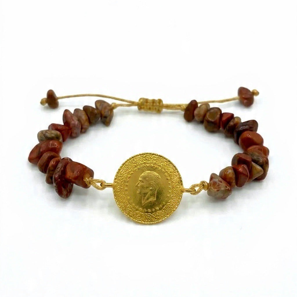 Natura Münzarmband mit Natursteinen-Ceyrek