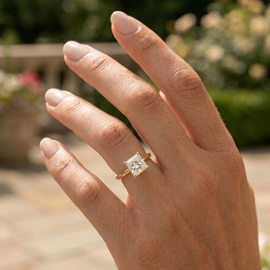 Eleganter Quadrat Ring-14 Karat