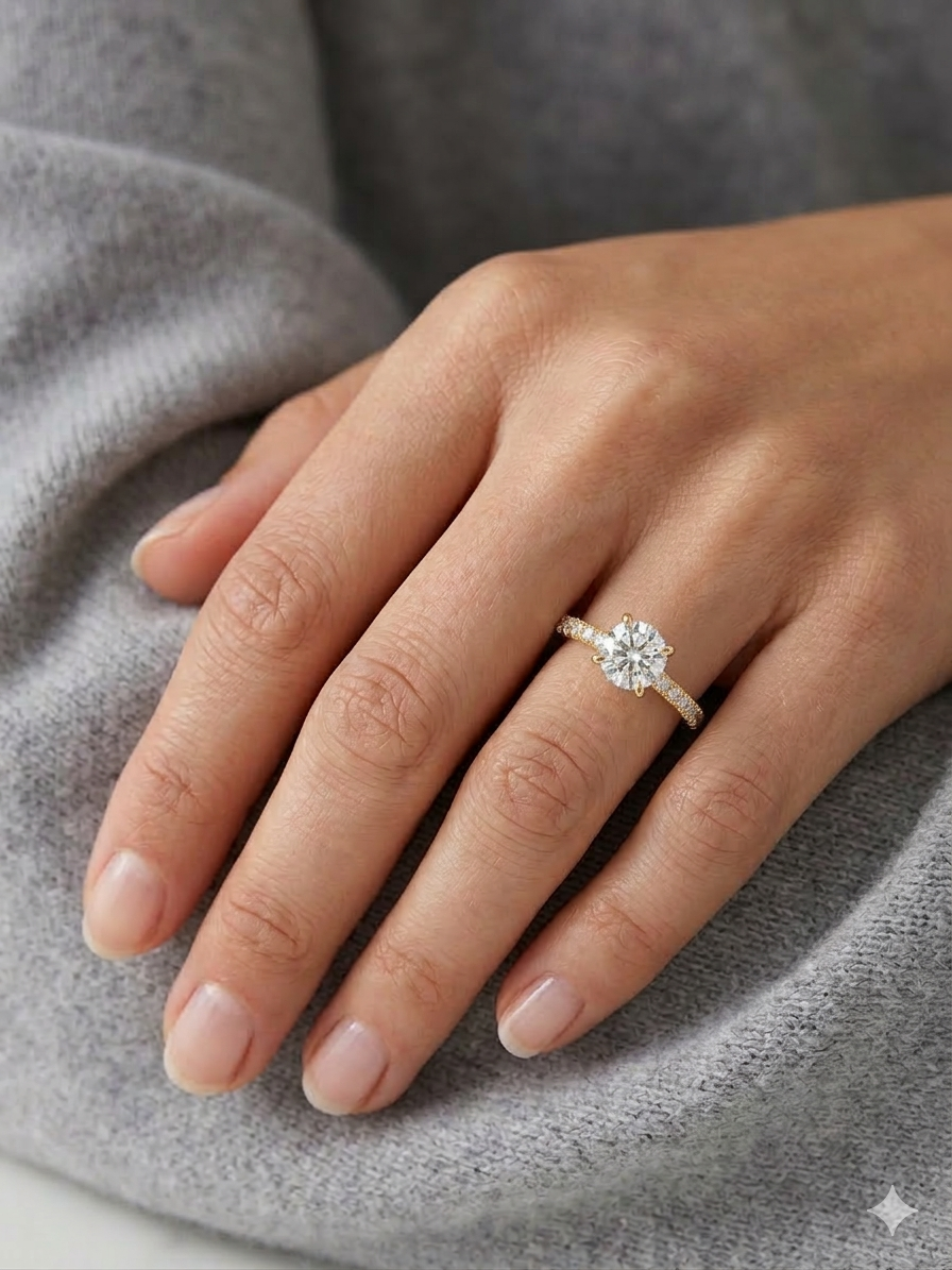 Eleganter Solitär-Ring 14Karat