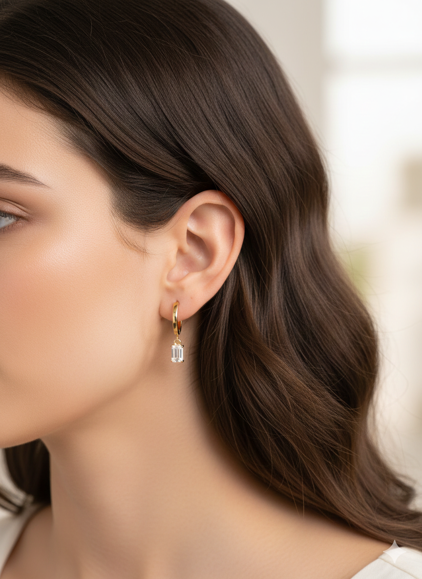 Golden Princess Square Ohrring