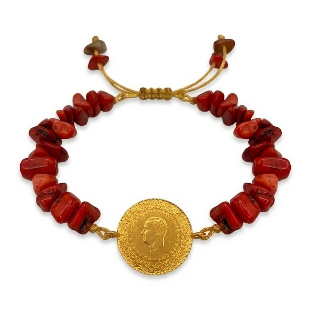 Natura Münzarmband mit Natursteinen-Ceyrek