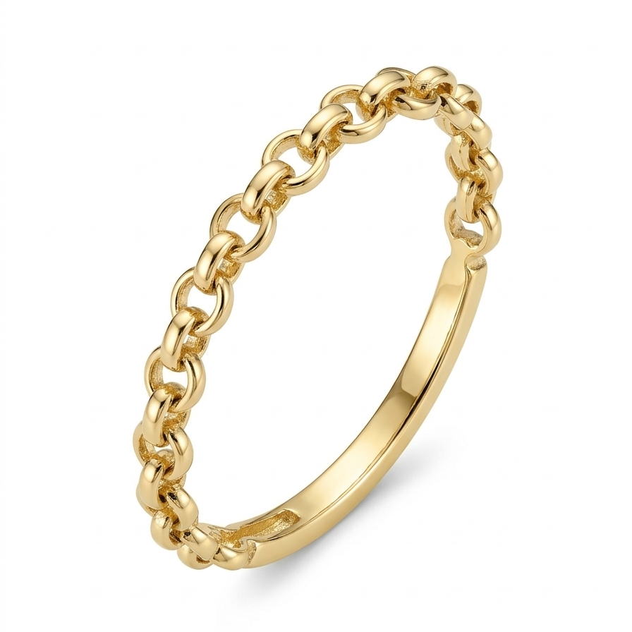 Filigraner Kettenglied-Ring-14 Karat