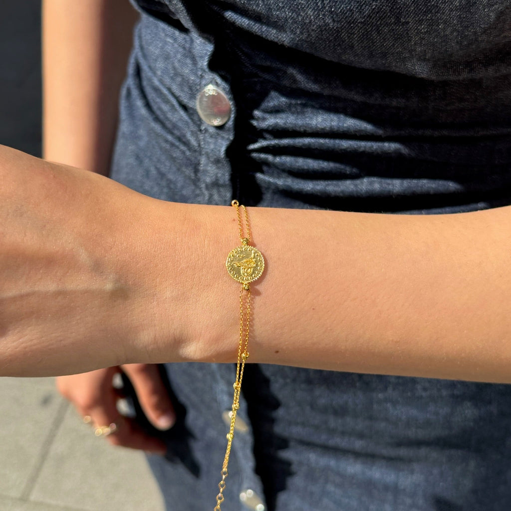 Elegantes Tuğra Dorika Goldarmband aus 14 Karat Gelbgold