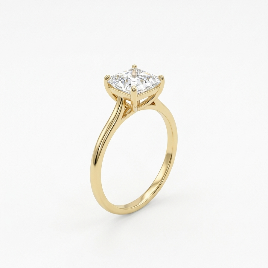 Eleganter Quadrat Ring-14 Karat