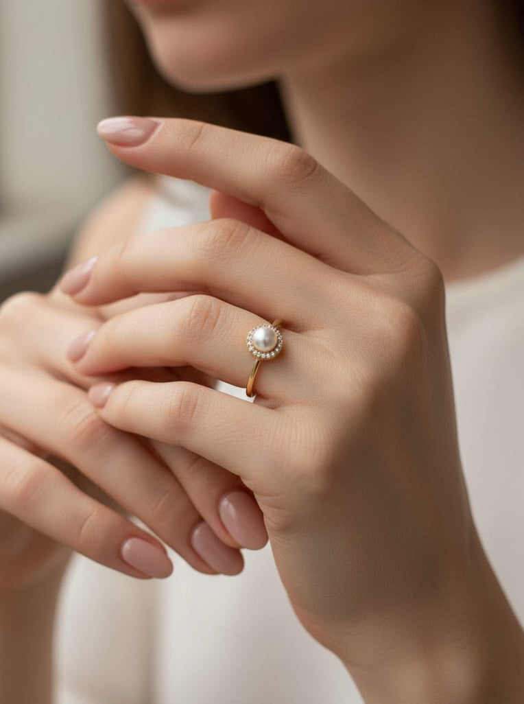 Perlen-Flair 14K Goldring