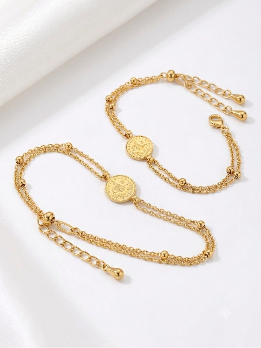 Elegantes Tuğra Dorika Goldarmband aus 14 Karat Gelbgold