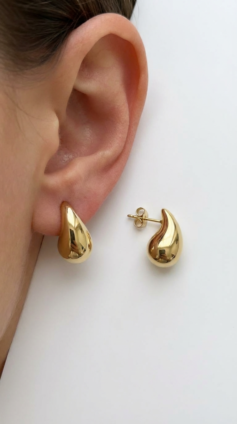 Tropfen-Ohrstecker 14 Karat