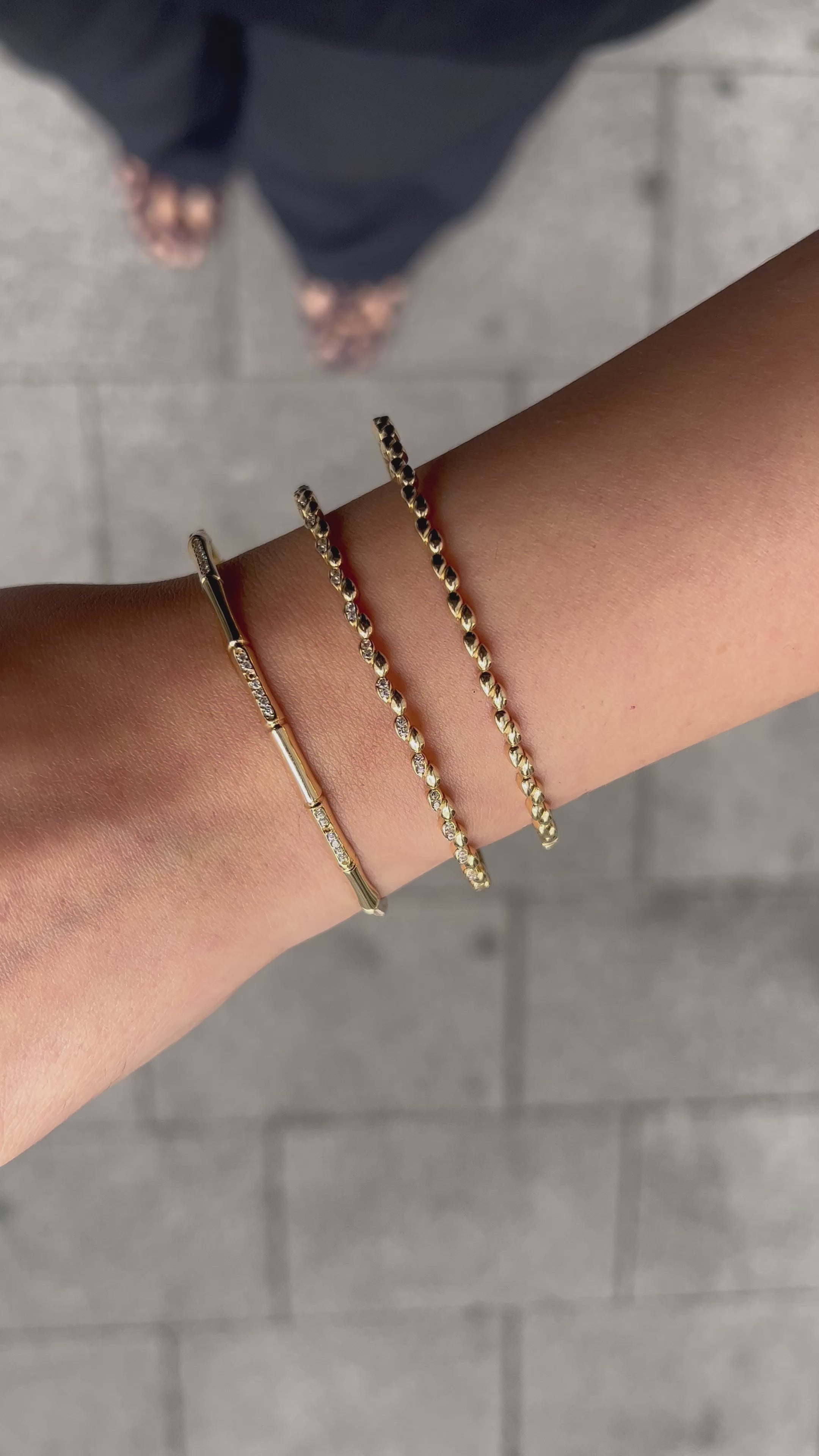 Drei einzigartige Armreif Designs - 14 Karat