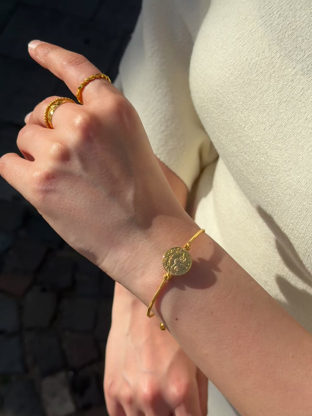 Elegantes Münz-Armband – 14 Karat Gelbgold