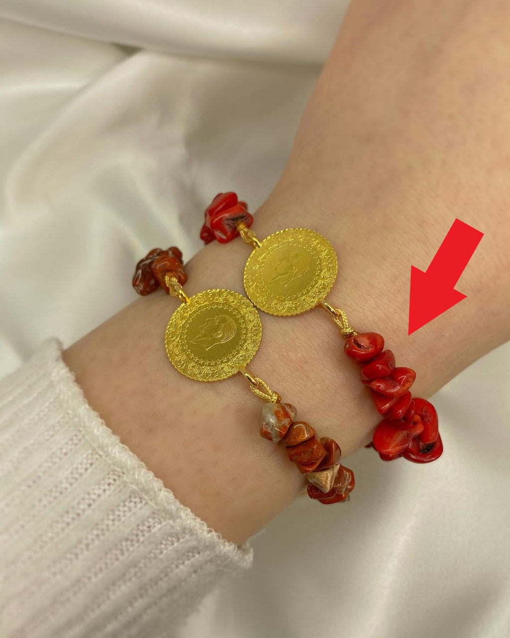 Natura Münzarmband mit Natursteinen