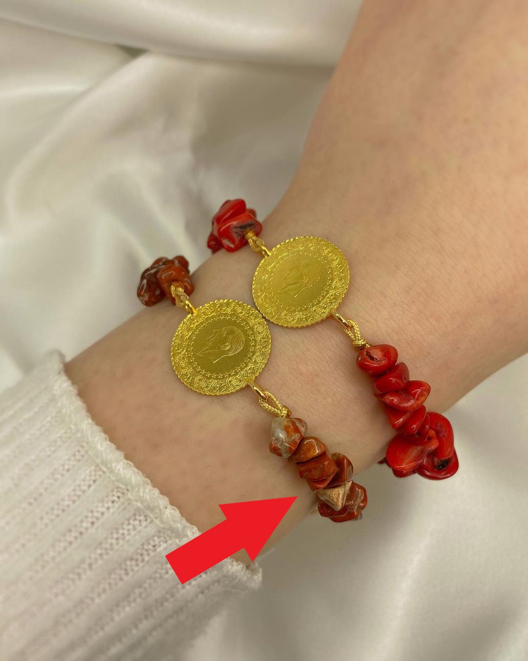 Natura Münzarmband mit Natursteinen