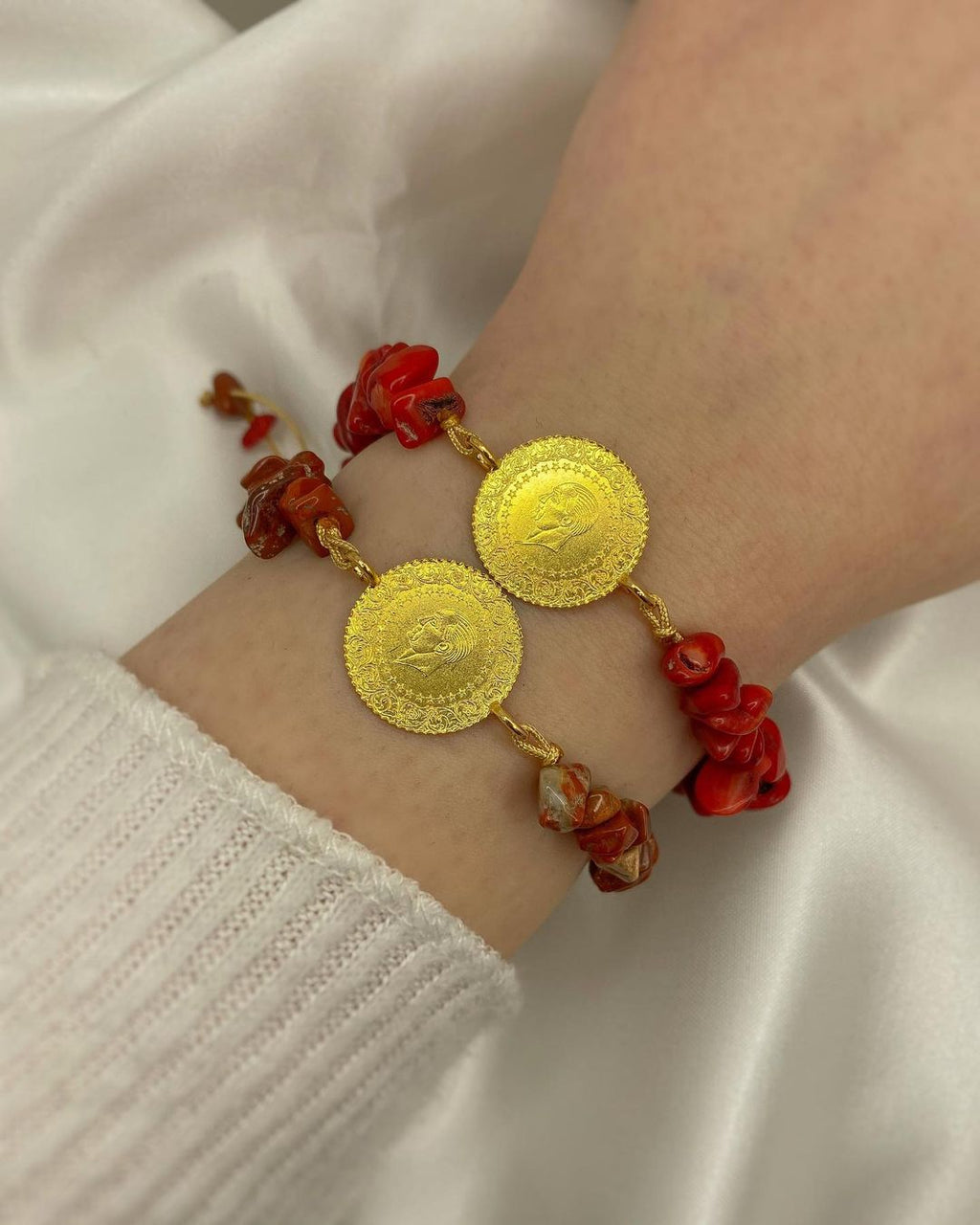 Natura Münzarmband mit Natursteinen