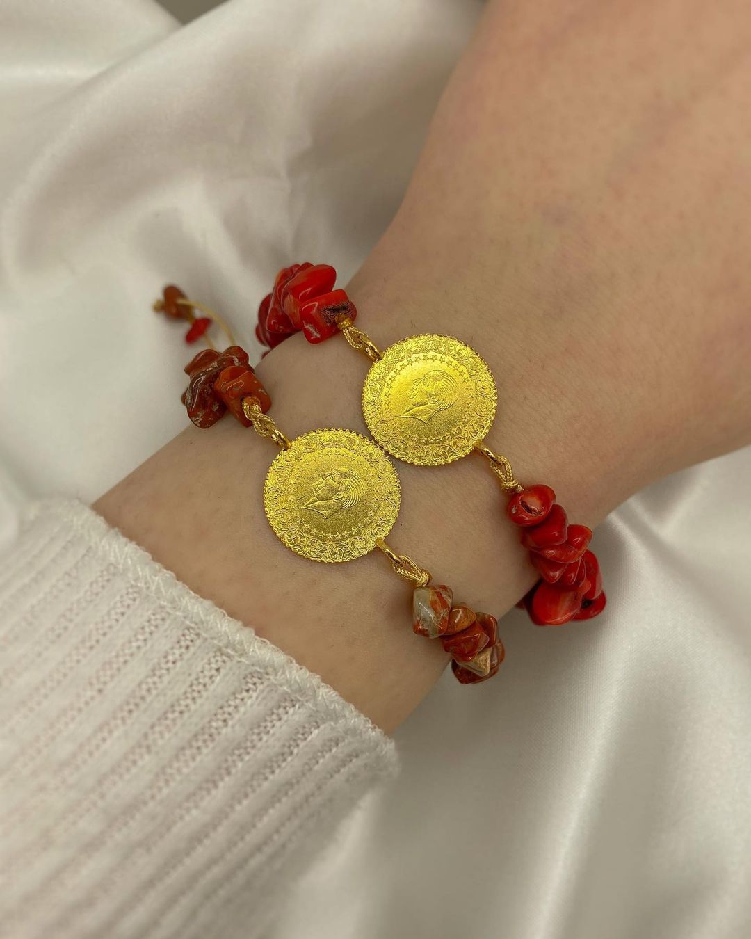 Natura Münzarmband mit Natursteinen