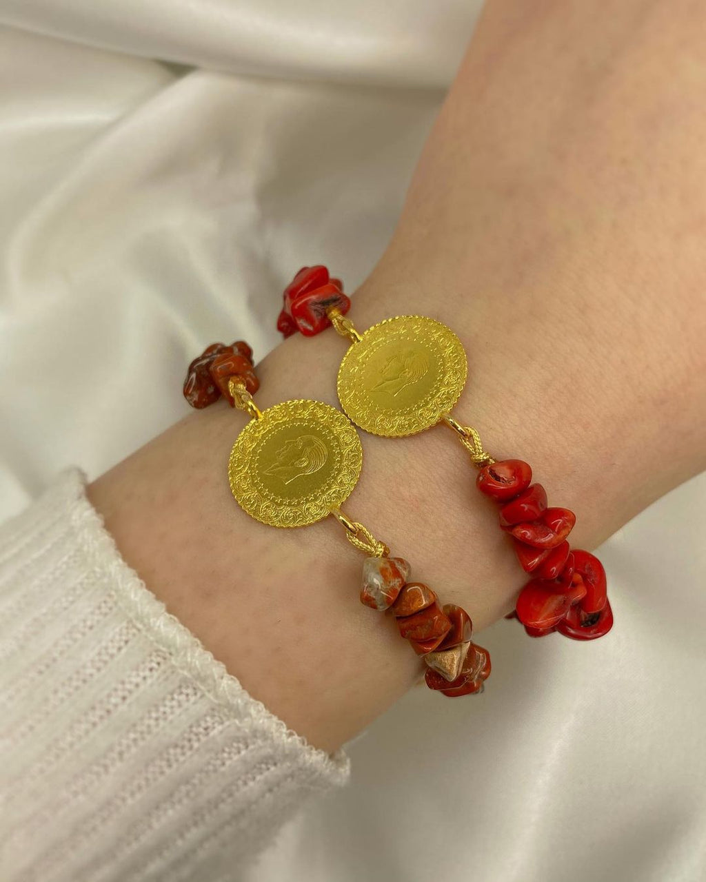 Natura Münzarmband mit Natursteinen