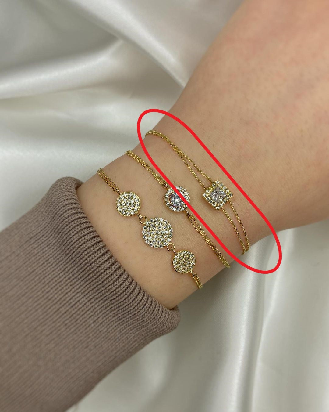 Goldarmschmuck mit Zirkonien