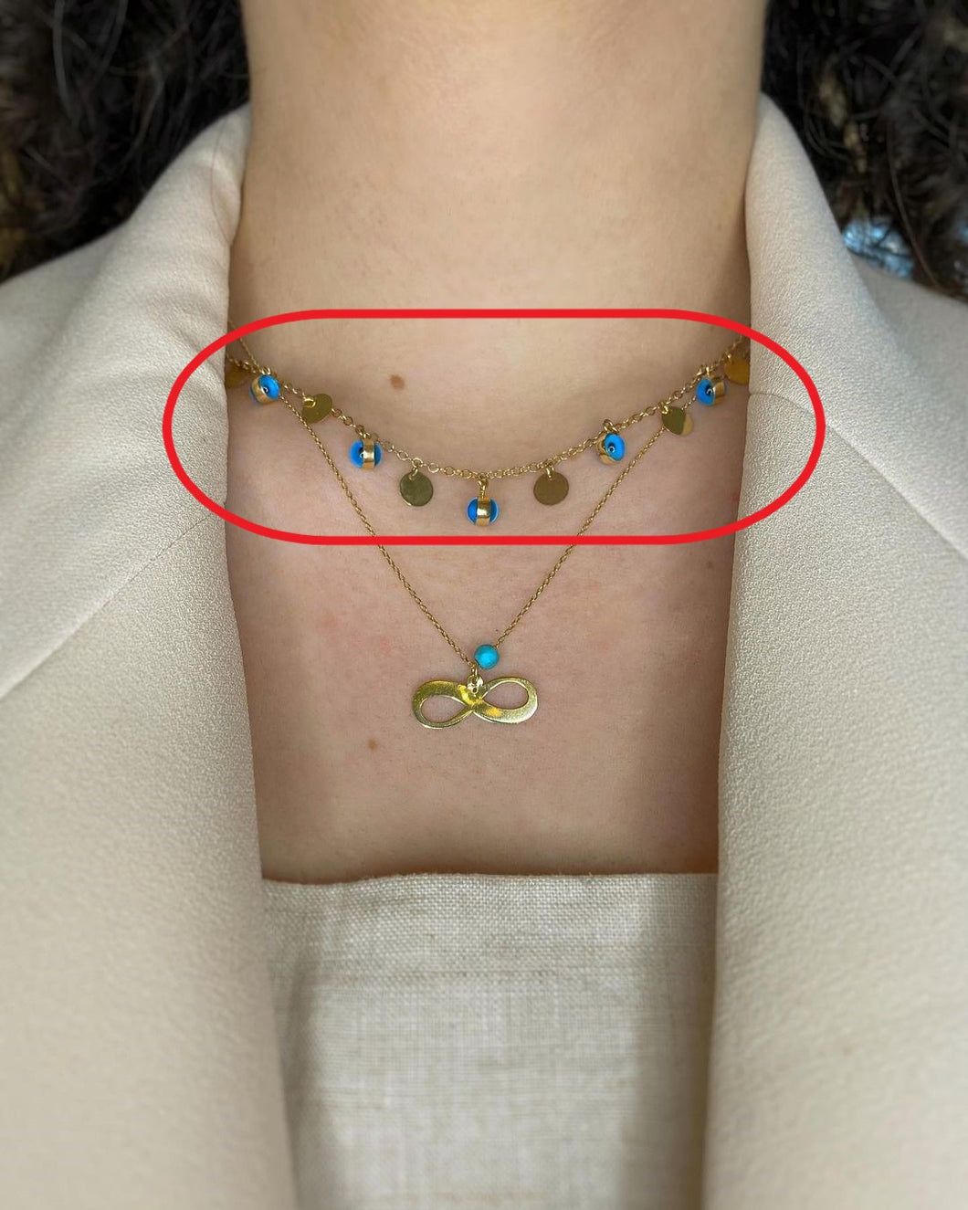 Gold-Halskette mit blauen Steinen ver. Varianten