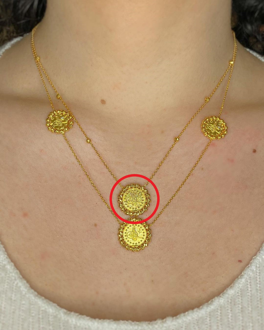 Goldmünz-Halskette mit Tugra-Symbol ver. Varianten
