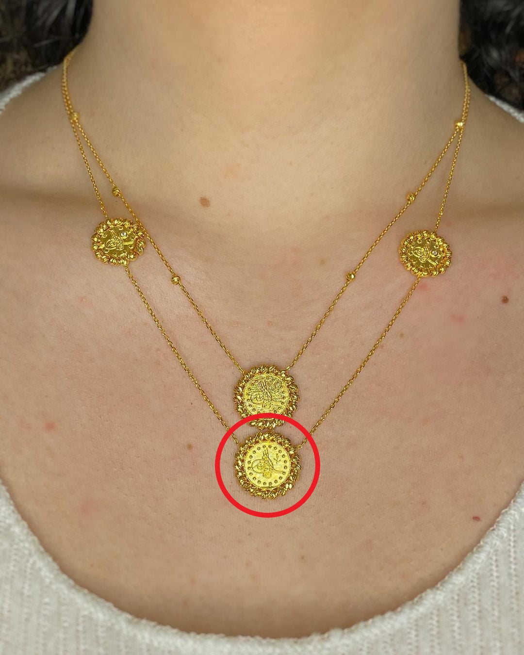 Imperial Goldmünz-Halskette mit Tugra-Symbol ver. Varianten