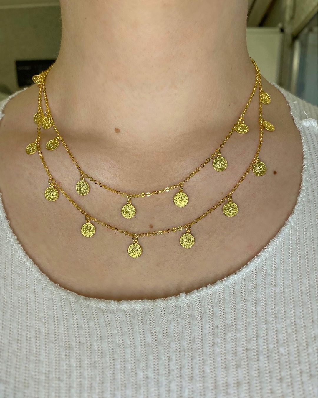 Solea Gold-Halskette mit Goldmünzen in zwei ver. Größen