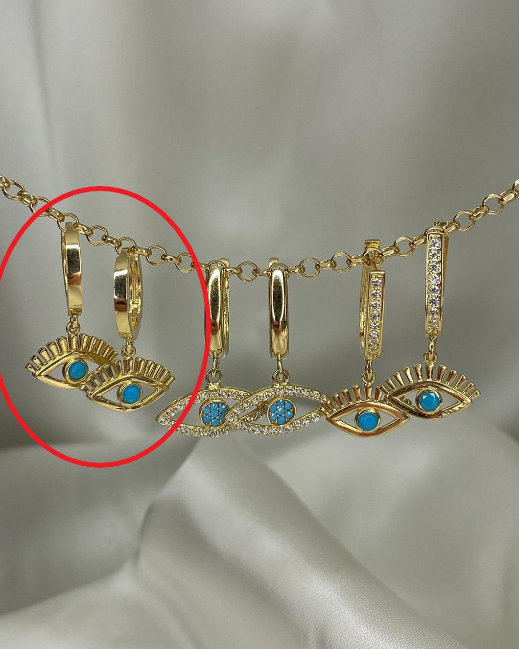 Goldohrringe mit Nazar-Symbol in ver. Varianten