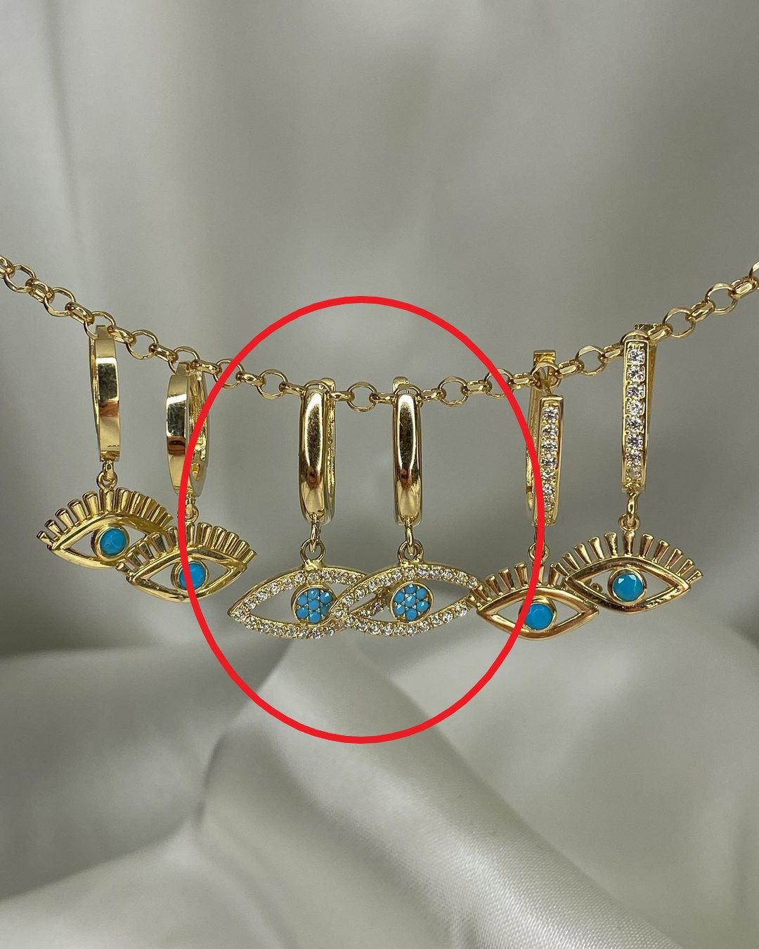 Goldohrringe mit Nazar-Symbol in ver. Varianten