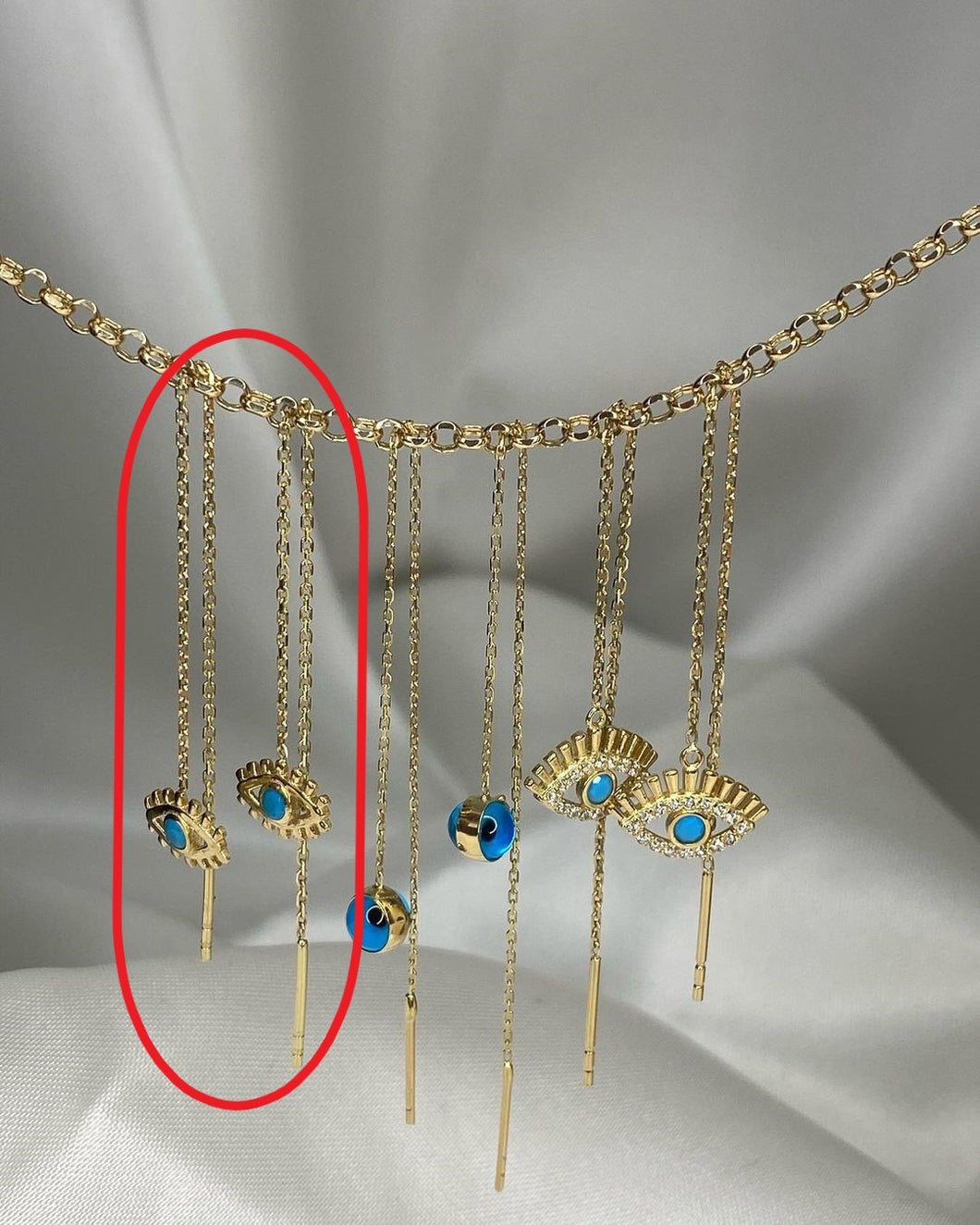 Gold-Ohrringe mit Nazar-Symbol in ver. Varianten