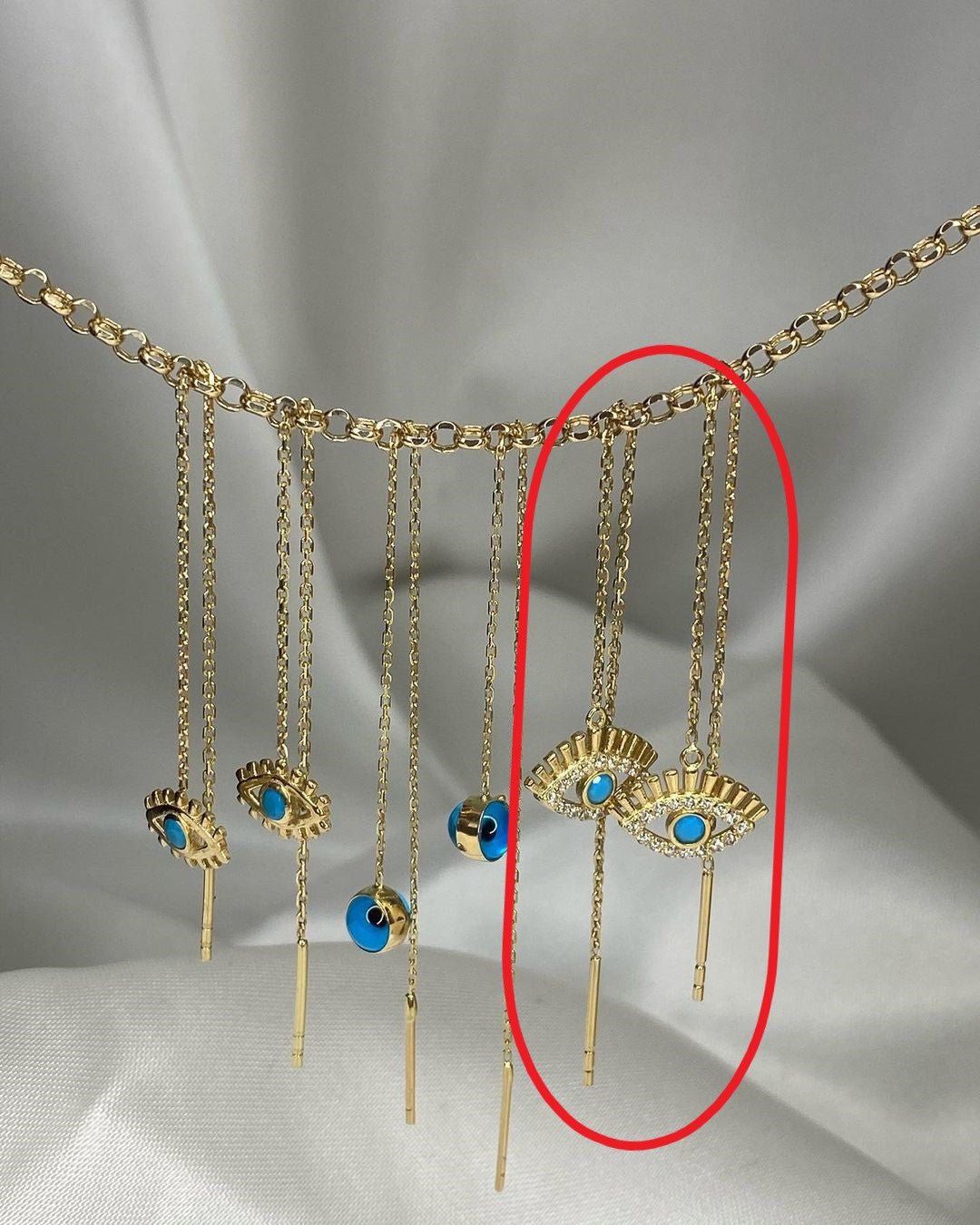 Gold-Ohrringe mit Nazar-Symbol in ver. Varianten