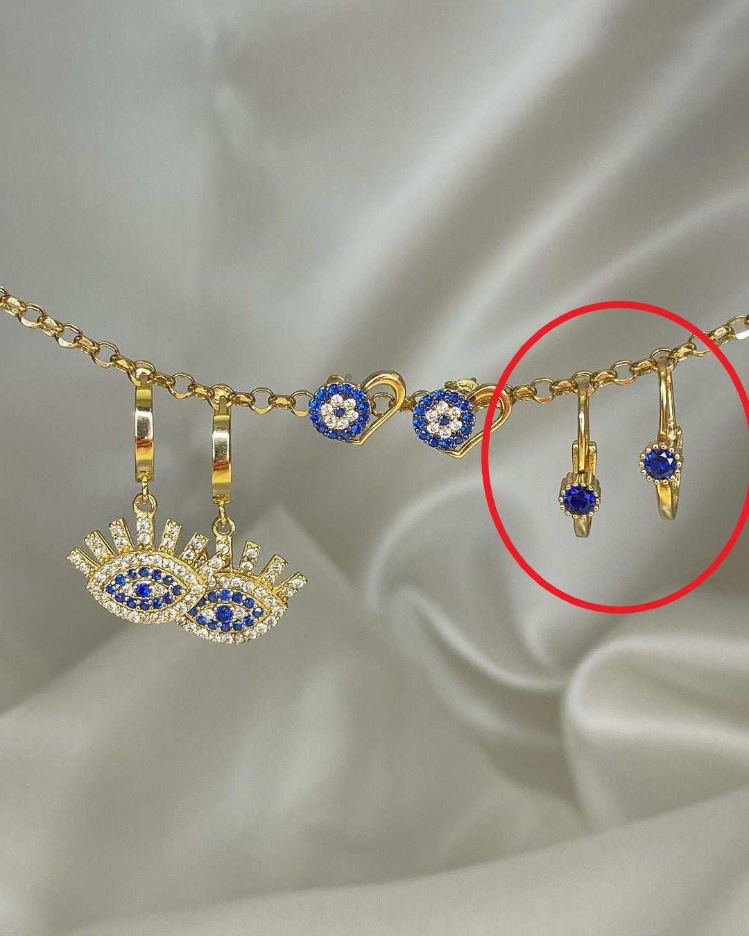 Gold-Ohrring mit Nazar-Symbol ver. Varianten