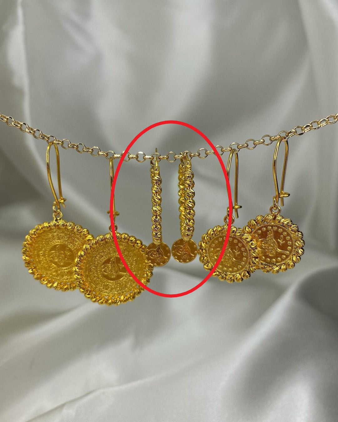 Goldmünzen-Ohrringe mit Tugra-Symbol in ver. Varianten