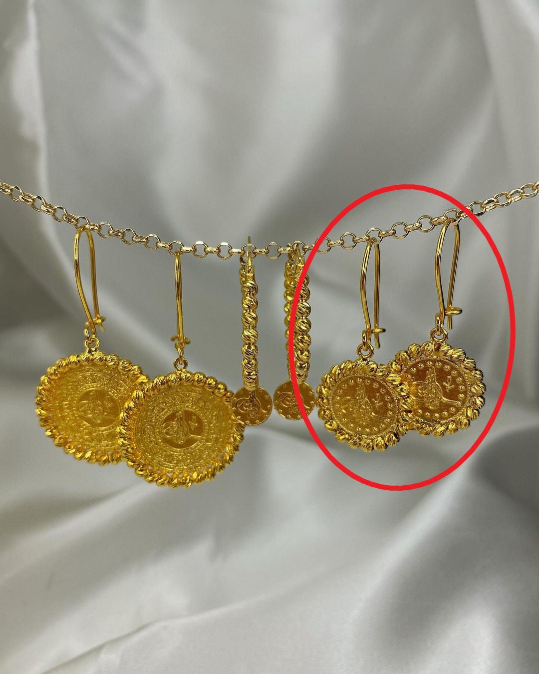 Goldmünzen-Ohrringe mit Tugra-Symbol in ver. Varianten