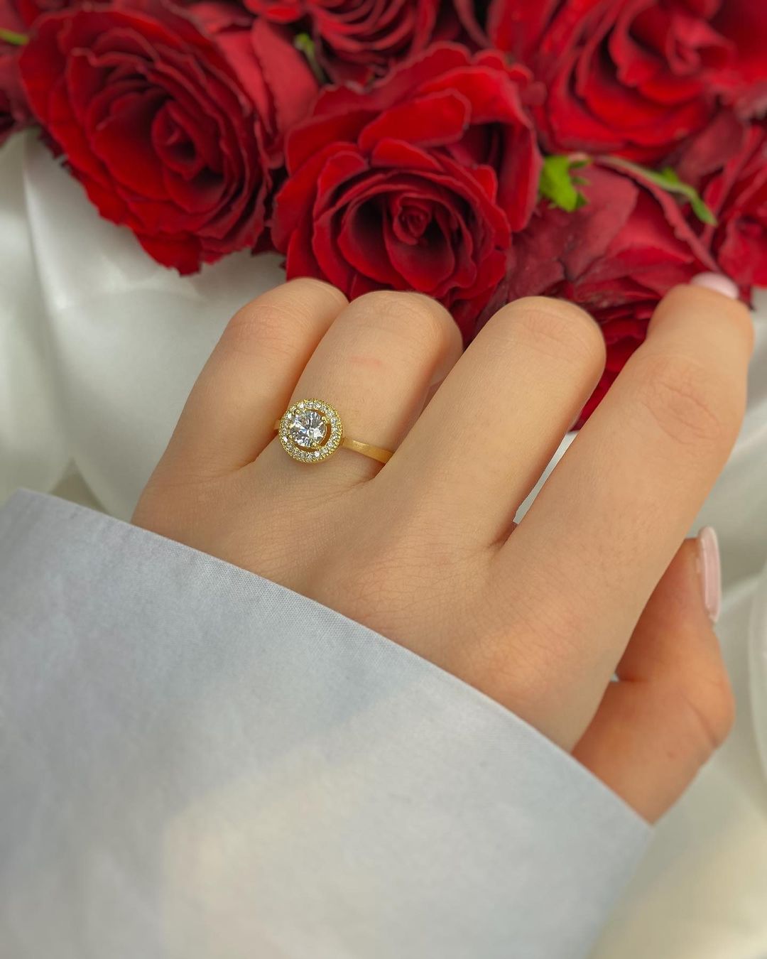 Gold-Solitärring mit Zirkon