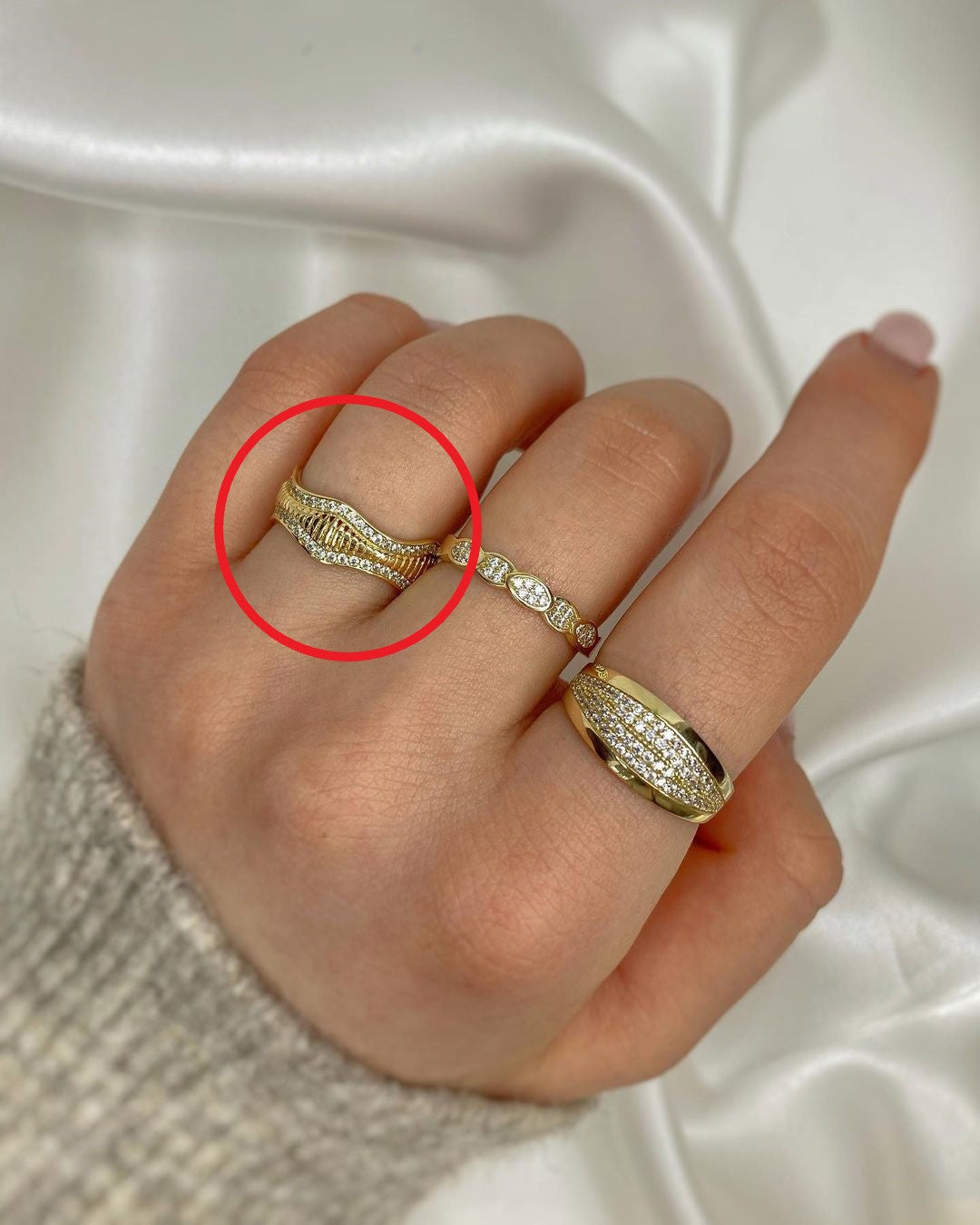 Goldring mit Zirkonien ver. Varianten